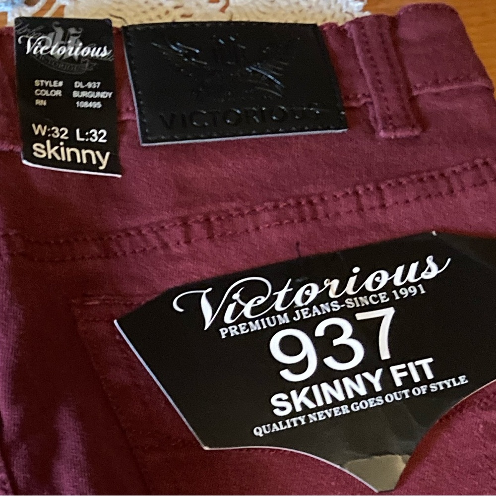 Premium Skinny Jeans, 937, Skinny Fit, W:32, L:32, Maroon, Victorious